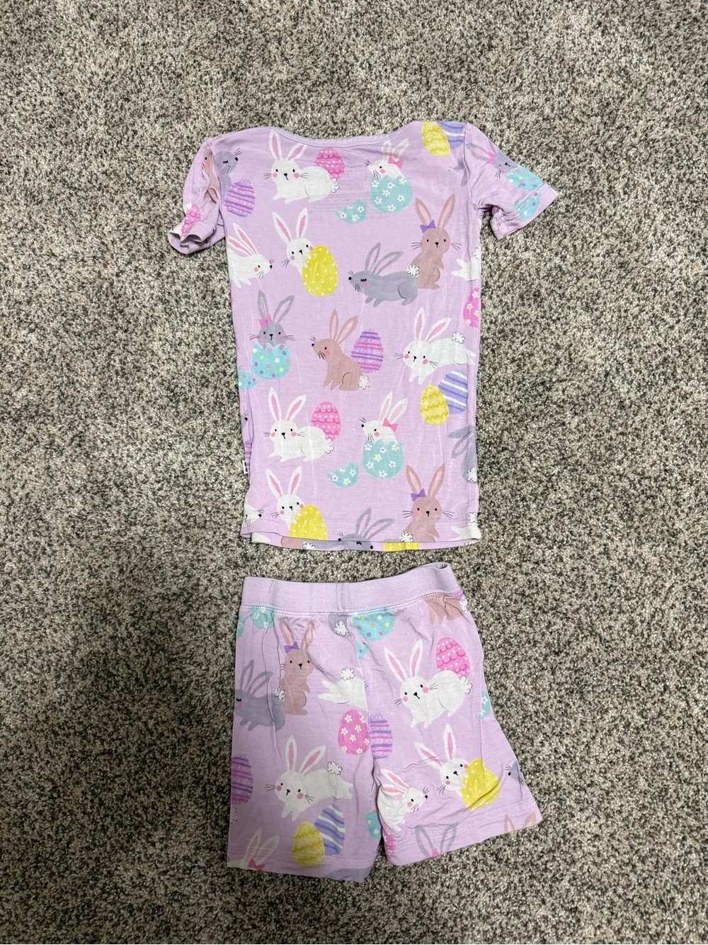 LITTLE SLEEPIES Girls' Lavender Bunny Print Short Pajama Set 3T